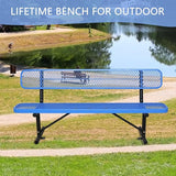 8 Ft Metal Park Bench for Outside, All-Weather Thermoplastic Coating Outdoor Bench with Backrest - Photo 5