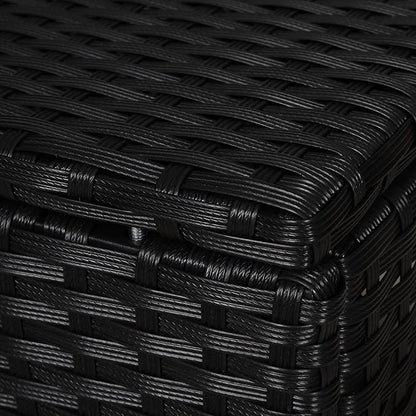Outsunny 20" Patio Wicker Ottoman, Multipurpose Outdoor PE Rattan Footrest, Additional Seating, Side Table with Soft Cushion, Black, Cream White