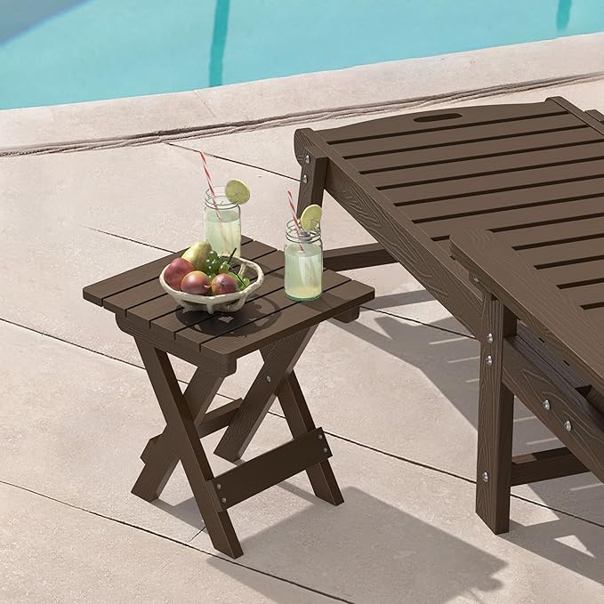 LUE BONA Small Outdoor Folding Side Table, HDPS Outside End Table for Patio, Porch, Deck, Pool, 14 Inch Height - Photo 2