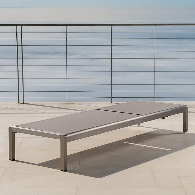 Christopher Knight Home Cape Coral KD Outdoor Mesh Chaise Lounge, Gray