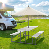 VINGLI Folding Picnic Table and Bench Set with Umbrella, Portable Outdoor Dining Furniture for Camping, Patio, Backyard - Photo 5