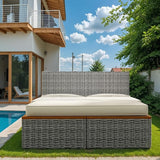 Flamaker Outdoor Rattan Daybed with 2 Side Tables, Multifunctional Wicker Patio Sofa with Storage Ottoman, Cushions - Photo 3