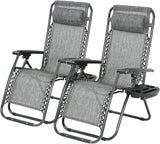 PayLessHere Set of 2 Folding Lounge Chair Adjustable Zero Gravity Chair Beach Chair Textilene Lawn Patio Chair with - Photo 1