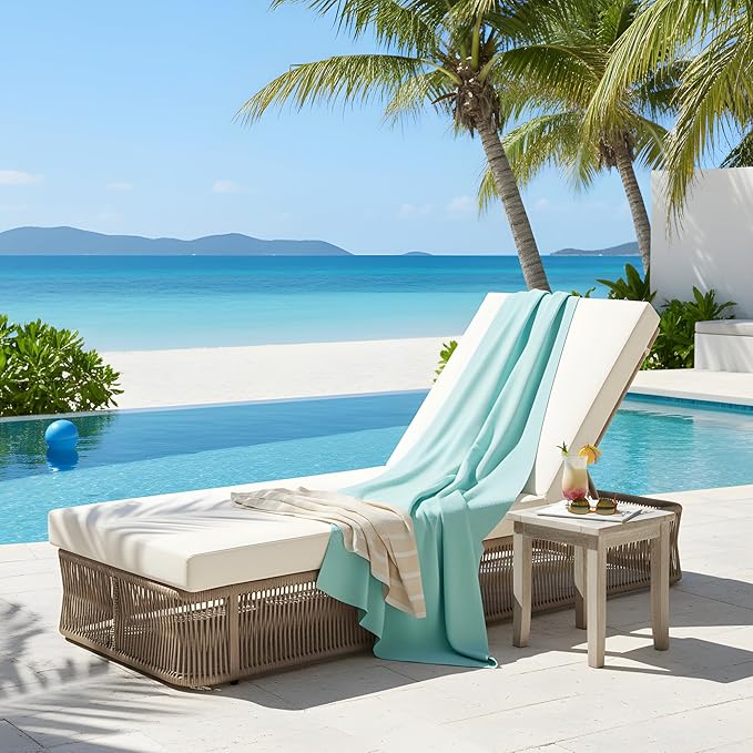 Merax Outdoor Chaise Lounge Chair Set – Adjustable Woven Rope Sun Lounger with 5-Position Backrest (Frame Only) – Modern Patio Furniture for Pool, Beach & Garden, Beige