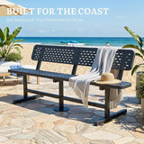 YITAHOME 6ft Outdoor Metal Park Bench with Back, Heavy Duty Park Carbon Steel Bench - Photo 4