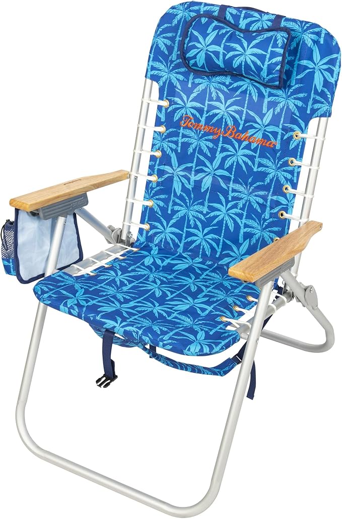 Tommy Bahama Hi-Boy 17" Seat Height 4-Position Lace-Up Suspension Folding Beach Backpack Chair