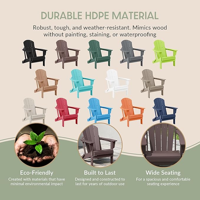 WestinTrends Malibu 2 Piece Set Outdoor Folding Poly Adirondack Chair, Dark Brown
