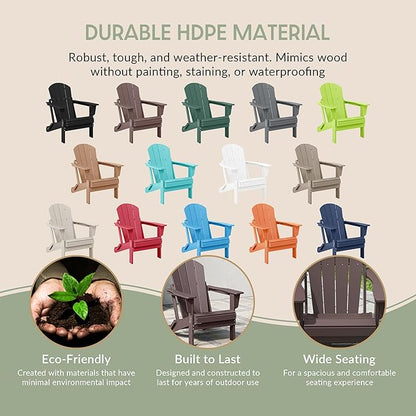 WestinTrends Malibu 2 Piece Set Outdoor Folding Poly Adirondack Chair, Dark Brown