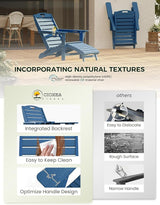 Ciokea Folding Adirondack Chair Set of 4 with Retractable Ottoman Fire Pit Patio Chair with Pull Out Foot Rest Weather - Photo 6