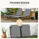 Outsunny 2 Piece Folding Chaise Lounge Pool Chairs, Outdoor Sun Tanning Chairs with 5-Level Reclining Back - Photo 5