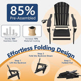 Folding Adirondack Chairs and Table 3-Piece Set, HDPE All Weather Resistant Plastic Outdoor Patio Chairs - Photo 8