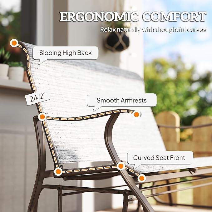 Outsunny 2-Person Outdoor Glider Bench，Patio Glider Loveseat Chair with Powder Coated Steel Frame，2 Seats Porch Rocking Glider for Backyard, Lawn, Garden and Porch, Mixed Gray