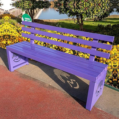 Outdoor Metal Garden Bench, Outdoor Benches Weatherproof with Backrest, Patio Bench for Outside Park, Picnic, Yard, Front Porch, Backyard(Purple,120cm/47in)