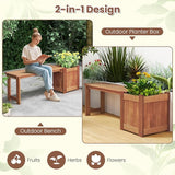 2-in-1 Outdoor Planter Box with Bench, Outdoor Bench with Raised Garden Bed, Open-Ended Base Planter Box - Photo 5