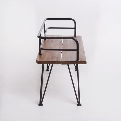 Christopher Knight Home Lastoro Outdoor Industrial Rustic Iron and Acacia Wood Bench, Teak Finish With Rustic Metal