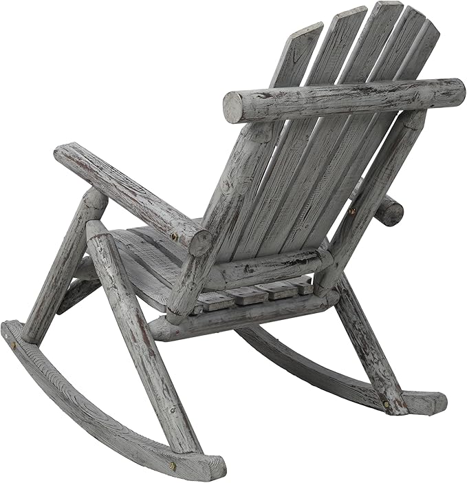 Ergonomic Fir Wood Porch Rocking Chair for Outdoor Relaxation and Garden Lounging with Heavy-Duty Support and Smooth Gliding Motion