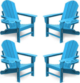 FOOWIN Folding Adirondack Chair Set of 4, HDPE Adirondack Chairs with Cup Holder - Photo 1