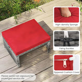 RELAX4LIFE Wicker Outdoor Ottoman Set of 2 - Rattan Footstools Foot Rest w/Removable Cushions - Photo 5