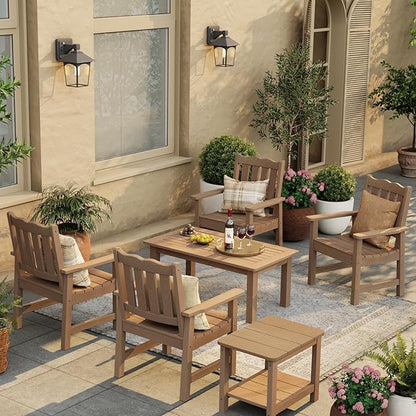 Stoog Patio Chair, All-Weather Outdoor Chairs with 400 lbs Weight Capacity, Looks Like Real Wood, for Patio, Deck, Pool and Backyard, Teak