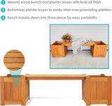 Sunnydaze 68-Inch Meranti Wood Outdoor Planter Box Bench with Teak Oil Finish - Photo 4