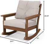 Polywood® Vineyard Deep Seating Rocking Chair in Teak/Dune Burlap - Photo 3