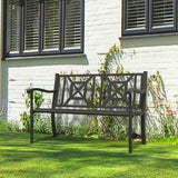 YLGJ&TIDY 50 Inches Garden Benches for Outdoor Patio Bench with Pattern Backrest Armrest Weatherproof Park Benches - Photo 8