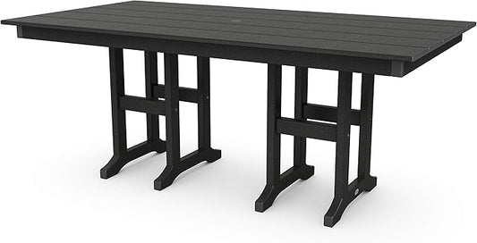 Polywood Lakeside Outdoor Dining Table, Black, All-Weather HDPE Patio Furniture, Made in USA, Deck, Garden, Pool