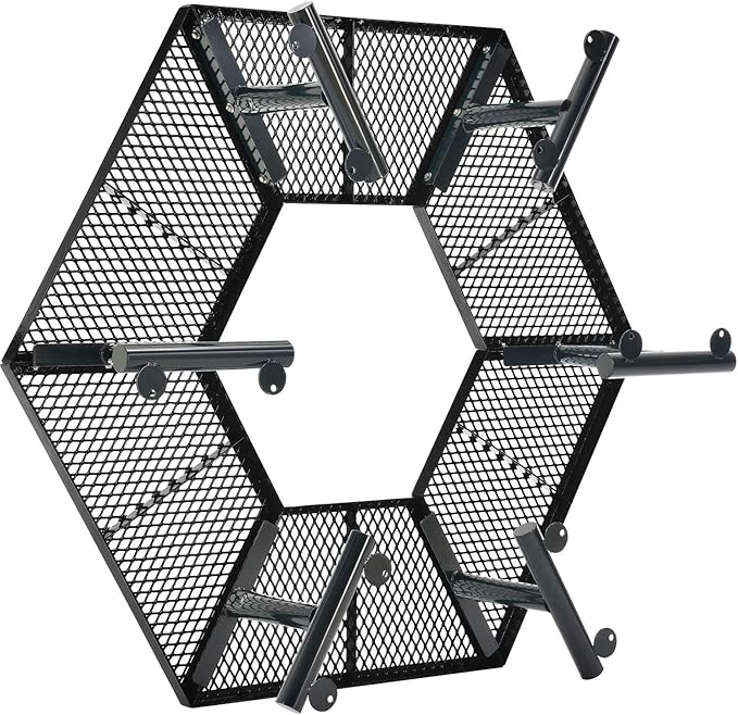 Global Industrial Hexagon Outdoor Tree Bench, Expanded Metal, 73" L x 63" W x 18" H, Black