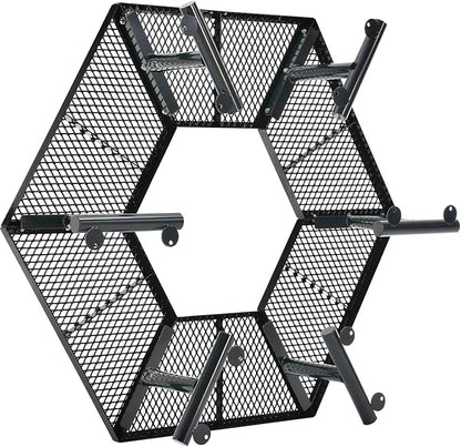Global Industrial Hexagon Outdoor Tree Bench, Expanded Metal, 73" L x 63" W x 18" H, Black