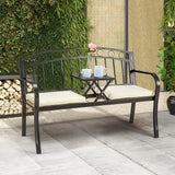 AVAWING Outdoor Metal Garden Bench, 2-Seat Patio Porch Bench with Steel Frame - Photo 7