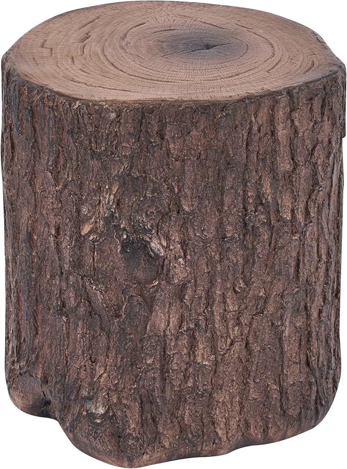 Christopher Knight Home Lomlyn Outdoor Tree Stump Side Table, Lightweight Concrete End Table, Accent Table with Natural Wood Form, Decorative Small Coffee Desk for Living Room Patio, Antique Grey