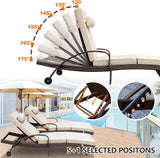NOBLEMOOD Outdoor Lounge Chairs Set of 4 Beach Wicker Chaise Lounge with Wheels, Cushion - Photo 4