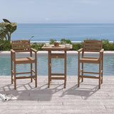 3-Piece Bar Height Patio Table and Chairs Set, HDPE Wood Grain Outdoor Bar Table and Chairs with Heart Cutout Design - Photo 1