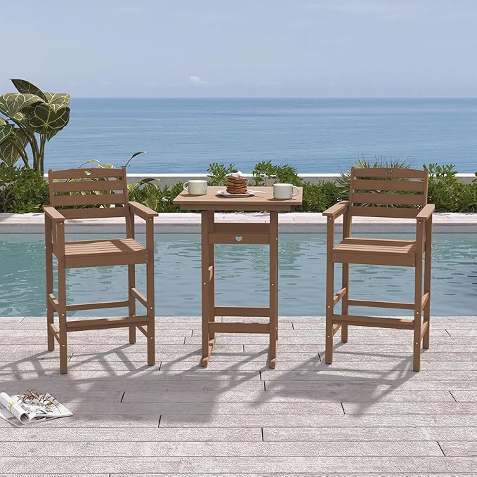 Patio Bar Table, Adirondack Chairs and Table 4 Pieces Set, Bar Height Chairs Set of 4, Outdoor Bar Stools Set - Photo 2