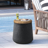 HOMPUS Concrete Outdoor Side Table Sets of 2, 2 Pieces Cylinder Shaped Round Coffee Table - Photo 3