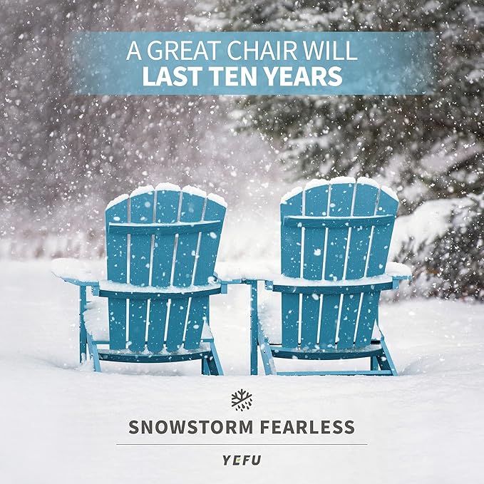 YEFU 3-Piece Adirondack Chair and Table Set: Outdoor Lounge Furniture Set - Outdoor Chair Plastic Weather Resistant with Wide Armrests for Patio Lawn Pool Porch Garden(Blue