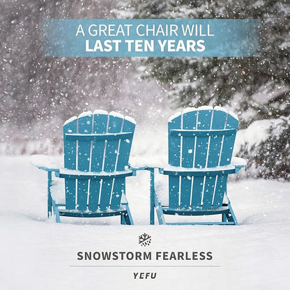 YEFU 3-Piece Adirondack Chair and Table Set: Outdoor Lounge Furniture Set - Outdoor Chair Plastic Weather Resistant with Wide Armrests for Patio Lawn Pool Porch Garden(Blue