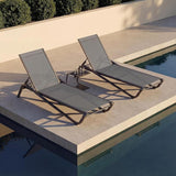 Lounge Chair Set of 2, Aluminum Chaise Lounge Outdoor with Side Table - Photo 1