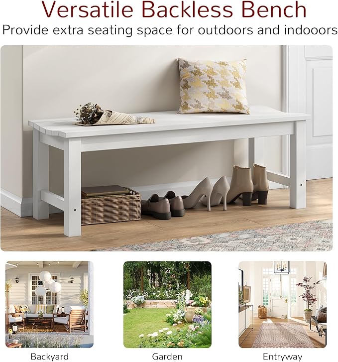 Stoog Outdoor Bench Set of 2, 2-Person Backless Outdoor Benches Weatherproof, Never Rot or Fade, White - Photo 9