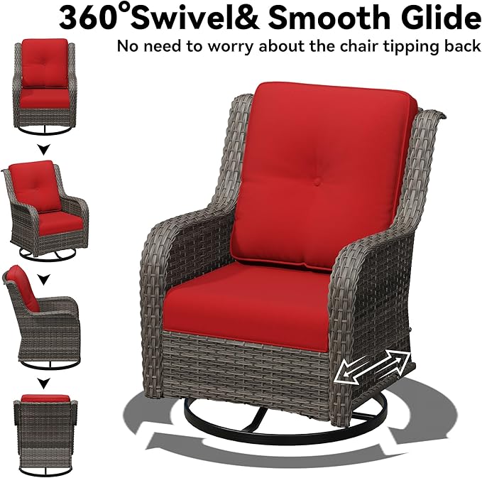 Outdoor Swivel Rocker Patio Chair - Outdoor Wicker Patio Furniture with Thickened Olefin Cushions - Photo 4