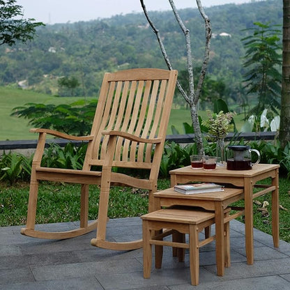 Cambridge Casual Ashford 2-Piece Teak Rocking Chair Set, Outdoor Rocking Chairs for Front Porch, Patio, or Balcony – Solid Wood Rocking Patio Chairs Set of 2 – Teak Furniture for Small Spaces