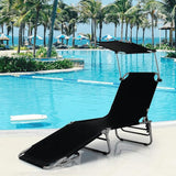 GYMAX Beach Chair with Canopy Shade, Folding Tanning Lounge with Adjustable Backrest, Carry Handle & Side Pocket - Photo 2