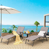 COSTWAY Folding Chaise Lounge, Lightweight & Breathable Fabric, Outdoor Tanning Recliner Chair for Deck, Beach (Grey) - Photo 4