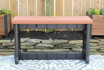 Bench, Redwood Top with Black Sides, 1 Pack - Proudly Made in The USA, Click and Lock Hardware-Free Assembly, Durable and Stylish Outdoor Seating