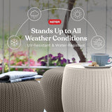 KETER Urban Knit Pouf Ottoman Set of 2 with Storage Table for Patio and Room Décor-Perfect for Balcony, Deck - Photo 4