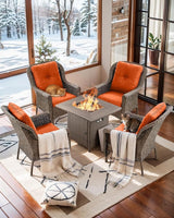Patio Wicker Chairs Outdoor Furniture Chair - Set of 4 Outside All Weather Lawn Dining Brown Rattan Armchair with High - Photo 2