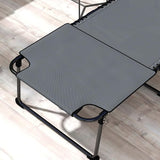 Outsunny 2 Piece Folding Chaise Lounge with 5-Level Reclining Back, Tanning Chair with Face Hole - Photo 9