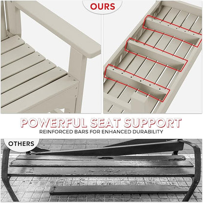 Costaelm Garden Bench, Farmhouse Park Front Porch for Entryway Bench Outdoor Seating Low Bench Patio Bench Outside/Indoor, Sand
