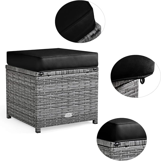 COSTWAY 7 PCS Wicker Outdoor Conversation Set, Patio Sectional Furniture Sofa Set with Table & Seat Cushions, Rattan Furniture Sets for Backyard Garden Poolside Porch, Black