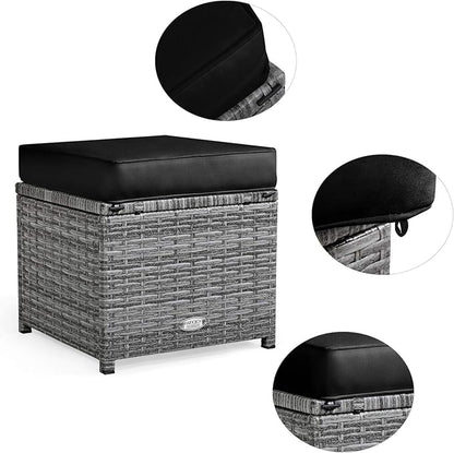 COSTWAY 7 PCS Wicker Outdoor Conversation Set, Patio Sectional Furniture Sofa Set with Table & Seat Cushions, Rattan Furniture Sets for Backyard Garden Poolside Porch, Black
